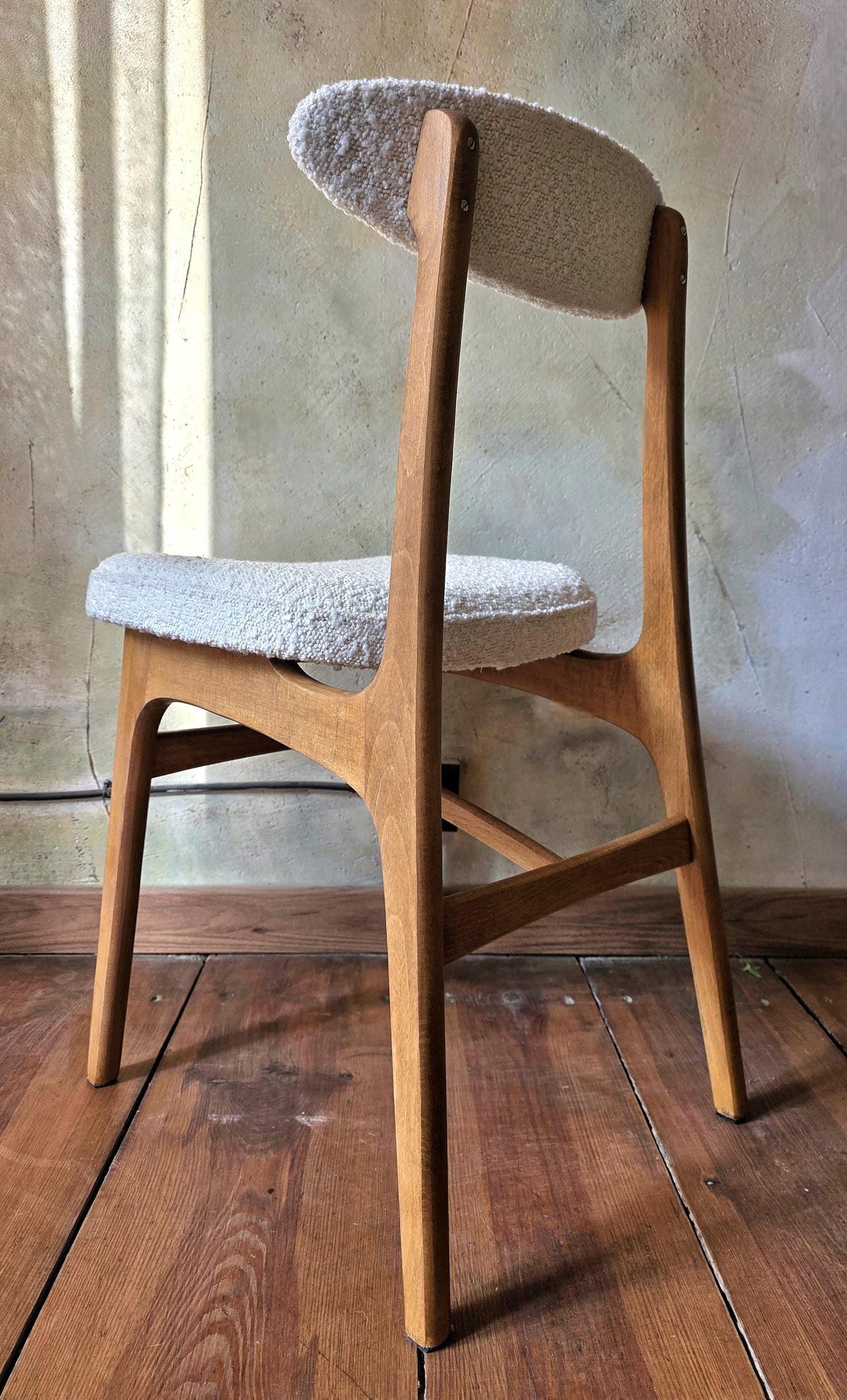 Vintage Dining Chair Type 200-190 by R. Hałas, Mid Century Modern Polish Design, Wooden Chair, 1960s 1970s
