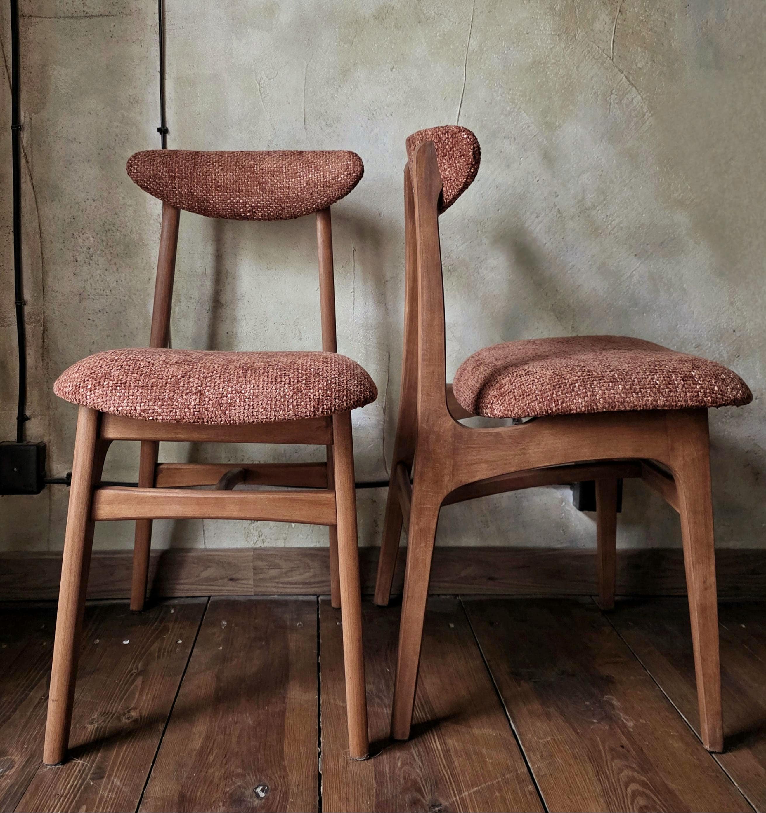 Vintage Dining Chair Type 200-190 by R. Hałas, Mid Century Modern Polish Design, Wooden Chair, 1960s 1970s