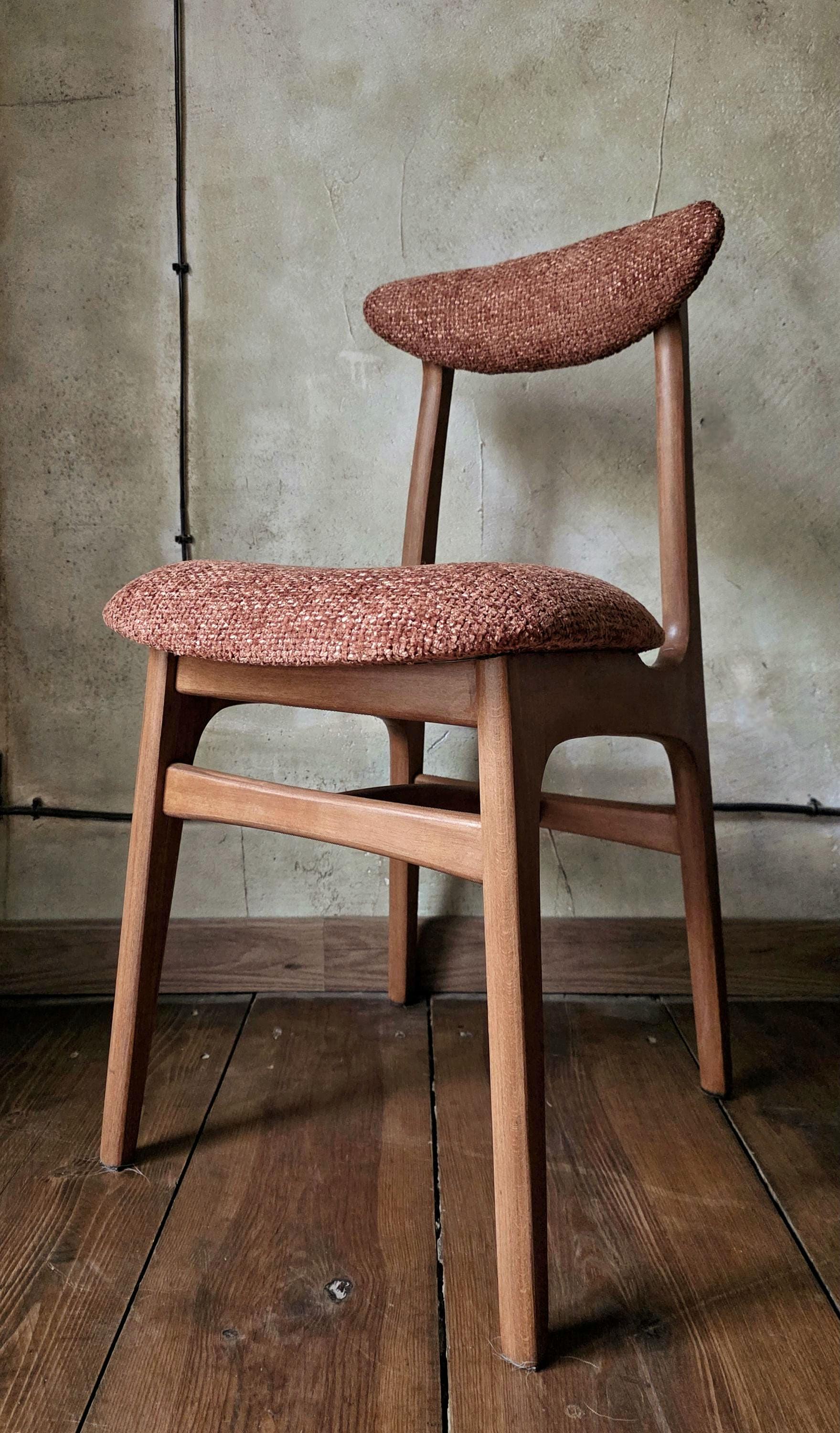 Vintage Dining Chair Type 200-190 by R. Hałas, Mid Century Modern Polish Design, Wooden Chair, 1960s 1970s