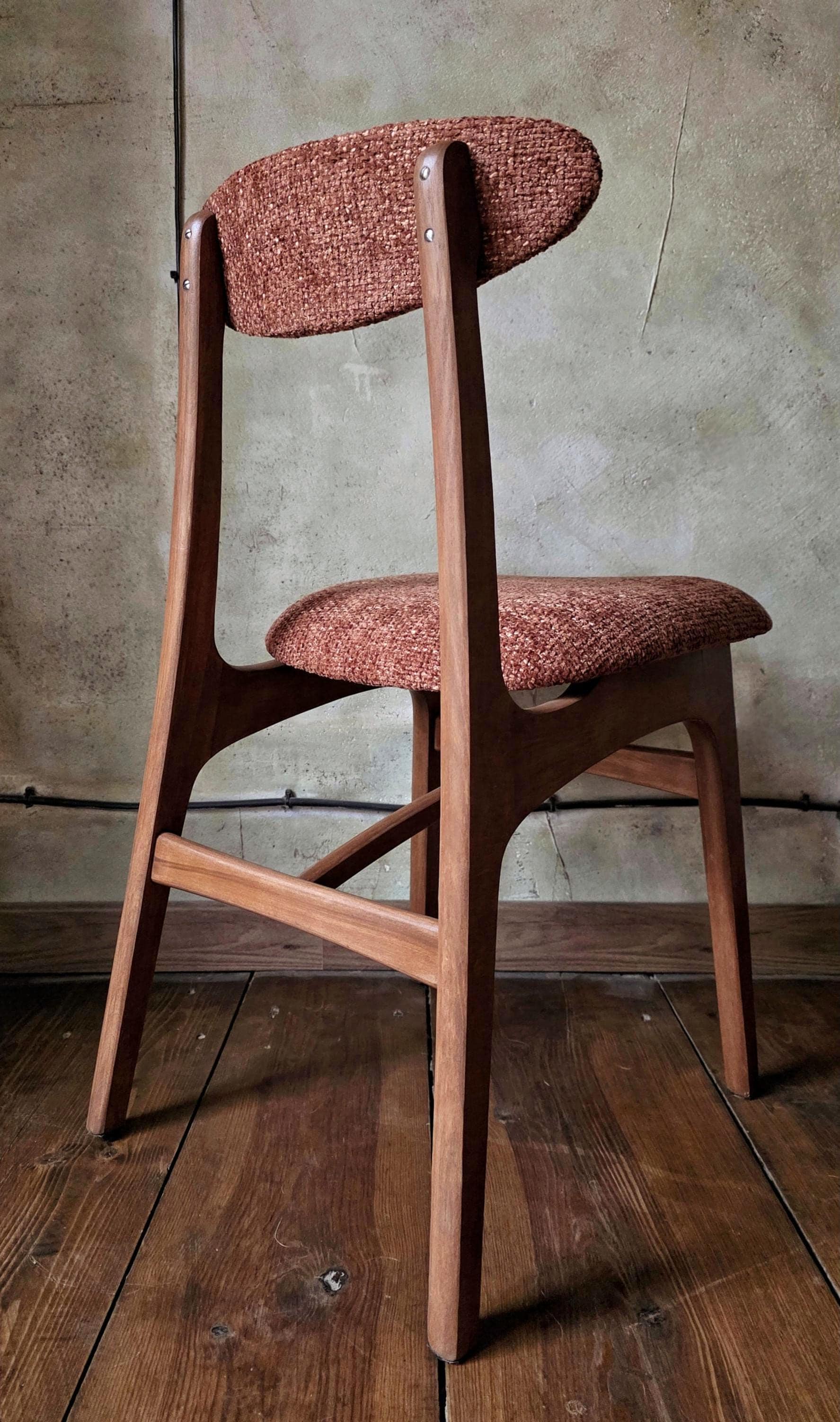 Vintage Dining Chair Type 200-190 by R. Hałas, Mid Century Modern Polish Design, Wooden Chair, 1960s 1970s