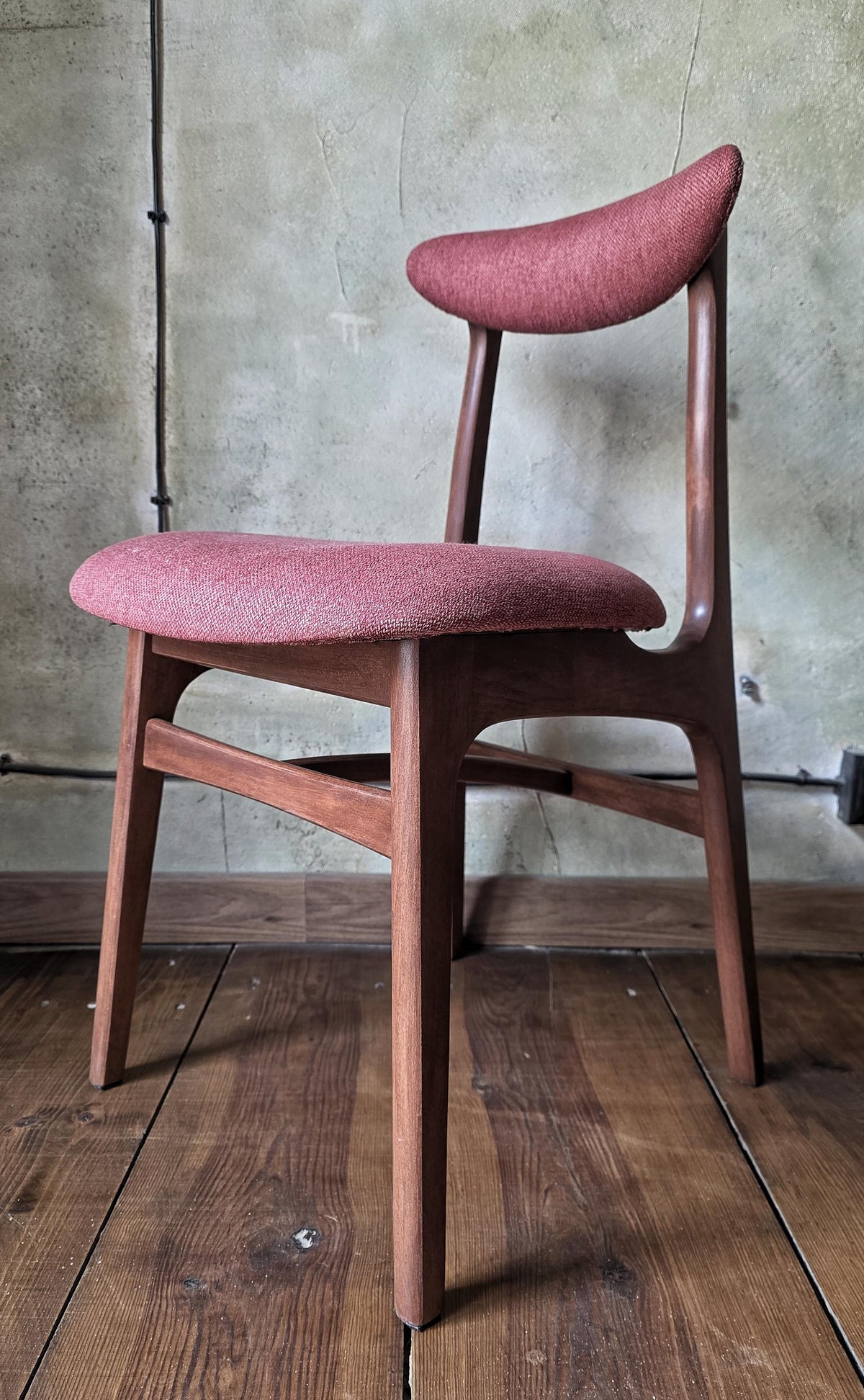 Vintage Dining Chair Type 200-190 by R. Hałas, Mid Century Modern Polish Design, Wooden Chair, 1960s 1970s
