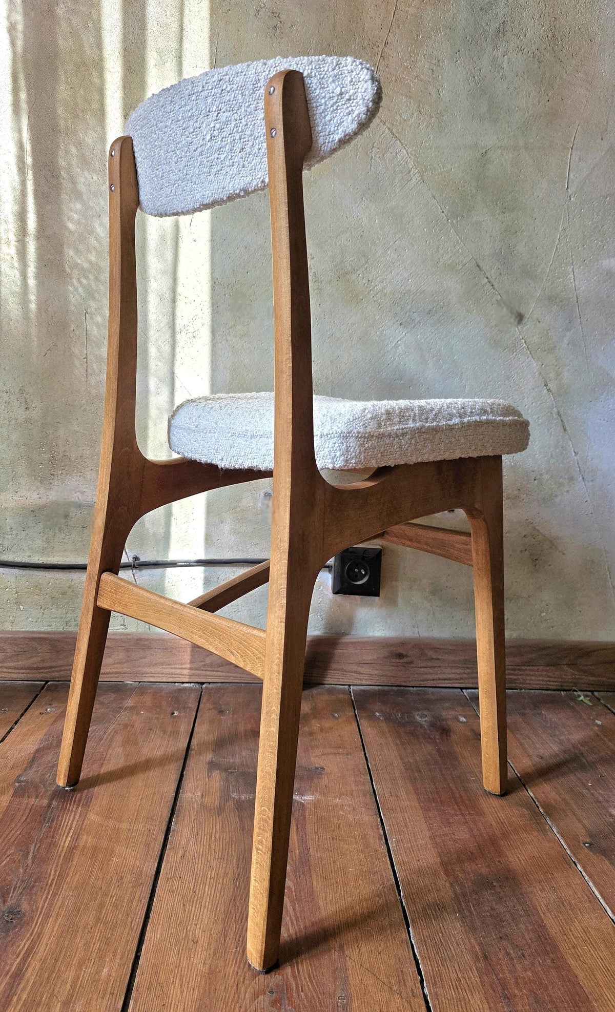 Vintage Dining Chair Type 200-190 by R. Hałas, Mid Century Modern Polish Design, Wooden Chair, 1960s 1970s