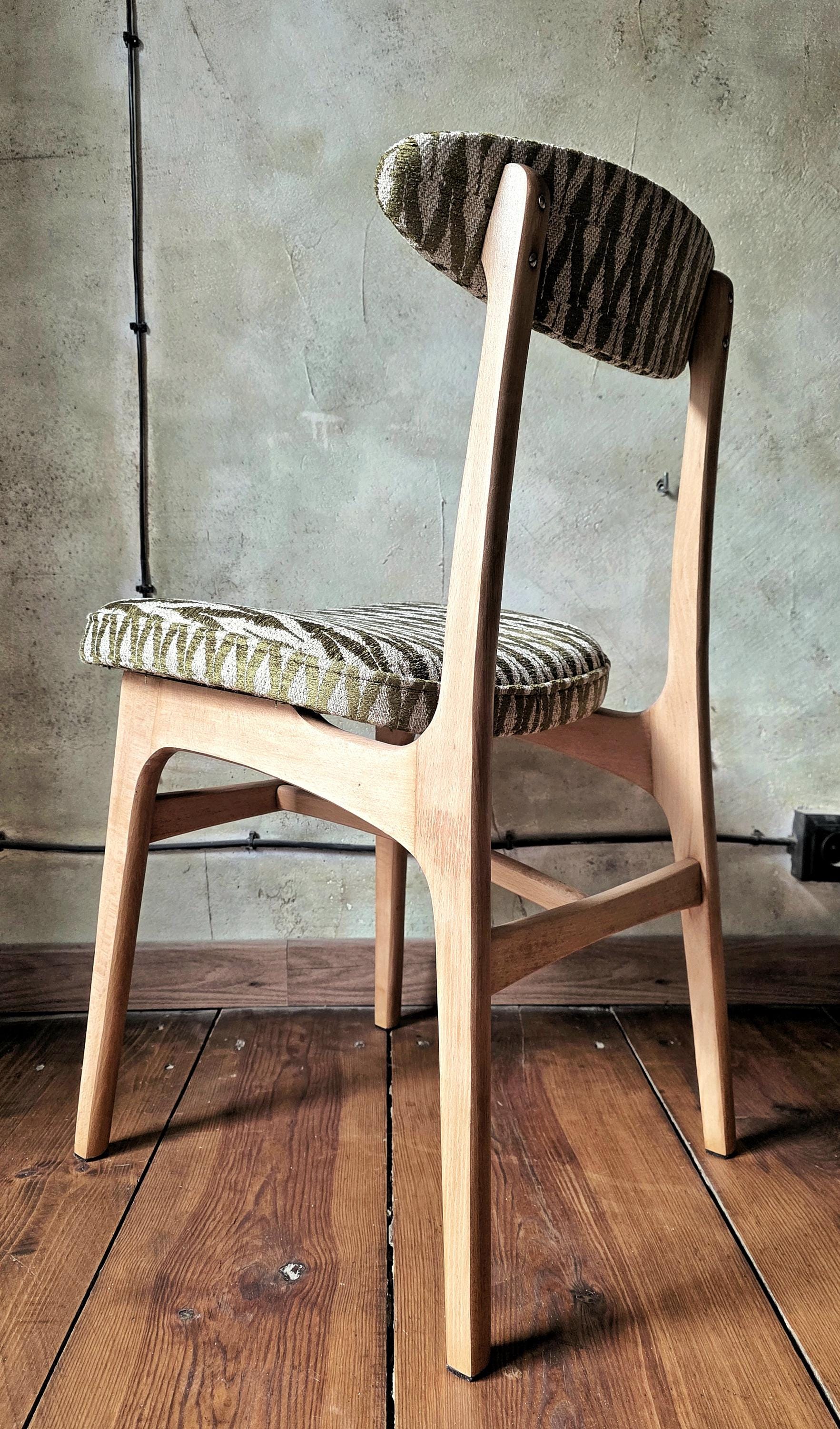 Vintage Dining Chair Type 200-190 by R. Hałas, Mid Century Modern Polish Design, Wooden Chair, 1960s 1970s