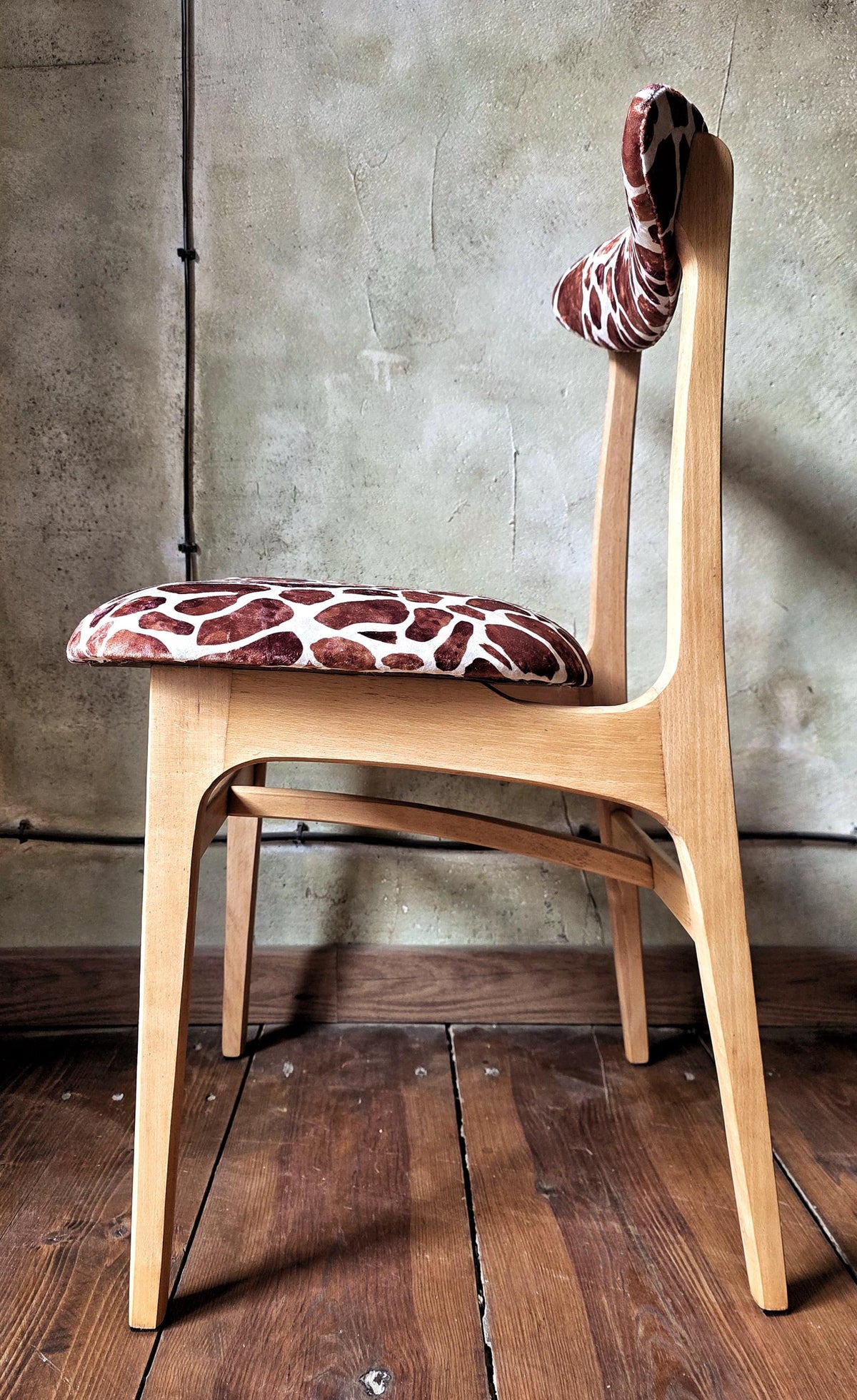 Vintage Dining Chair Type 200-190 by R. Hałas, Mid Century Modern Polish Design, Wooden Chair, 1960s 1970s