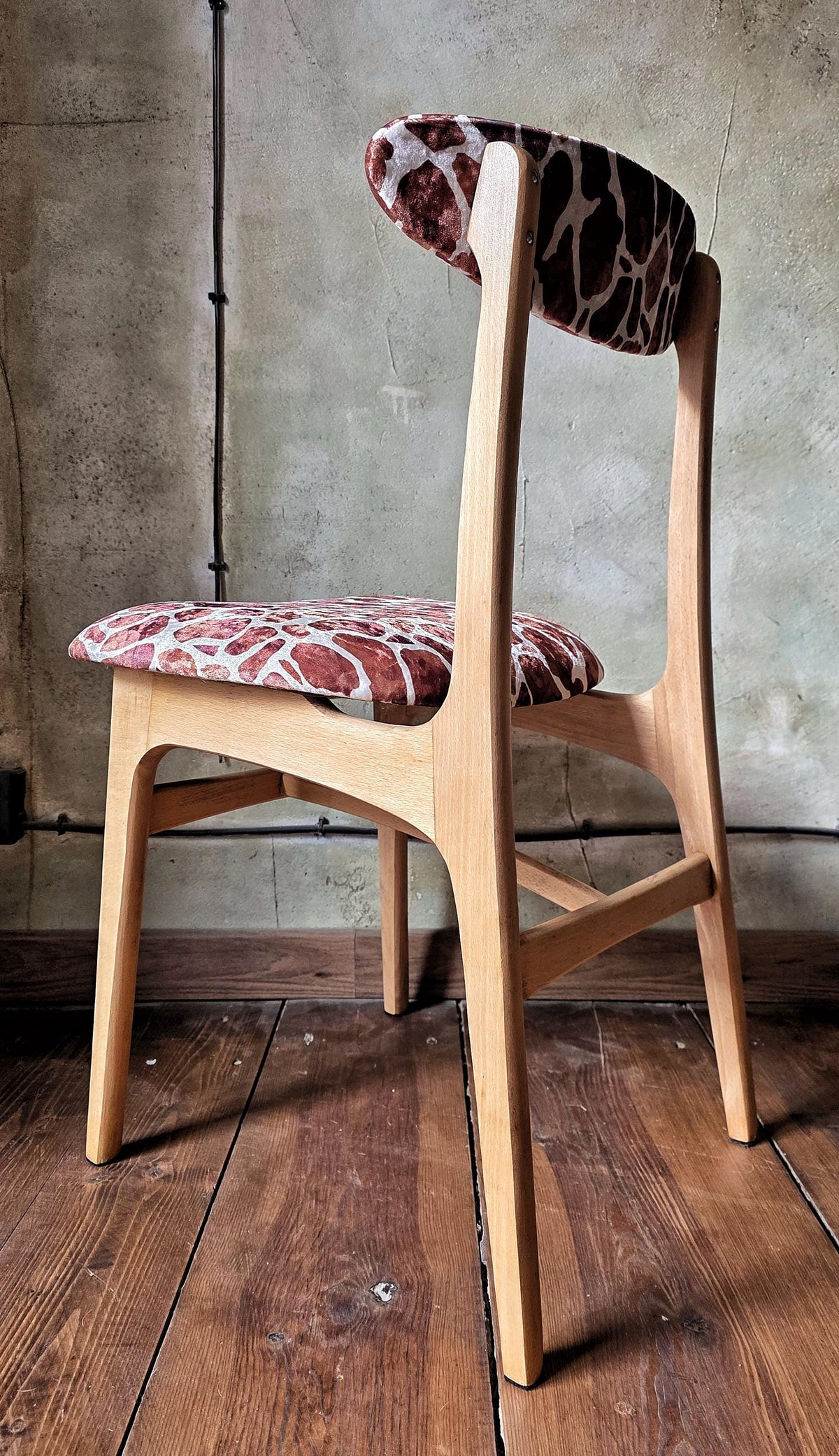 Vintage Dining Chair Type 200-190 by R. Hałas, Mid Century Modern Polish Design, Wooden Chair, 1960s 1970s