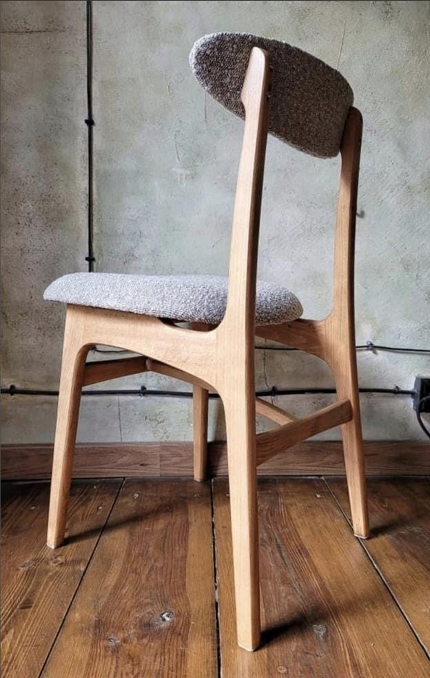 Mid Century Modern Wooden Dining Chair Type 200-190 by R. Hałas – Vintage 1960s 1970s Polish Design