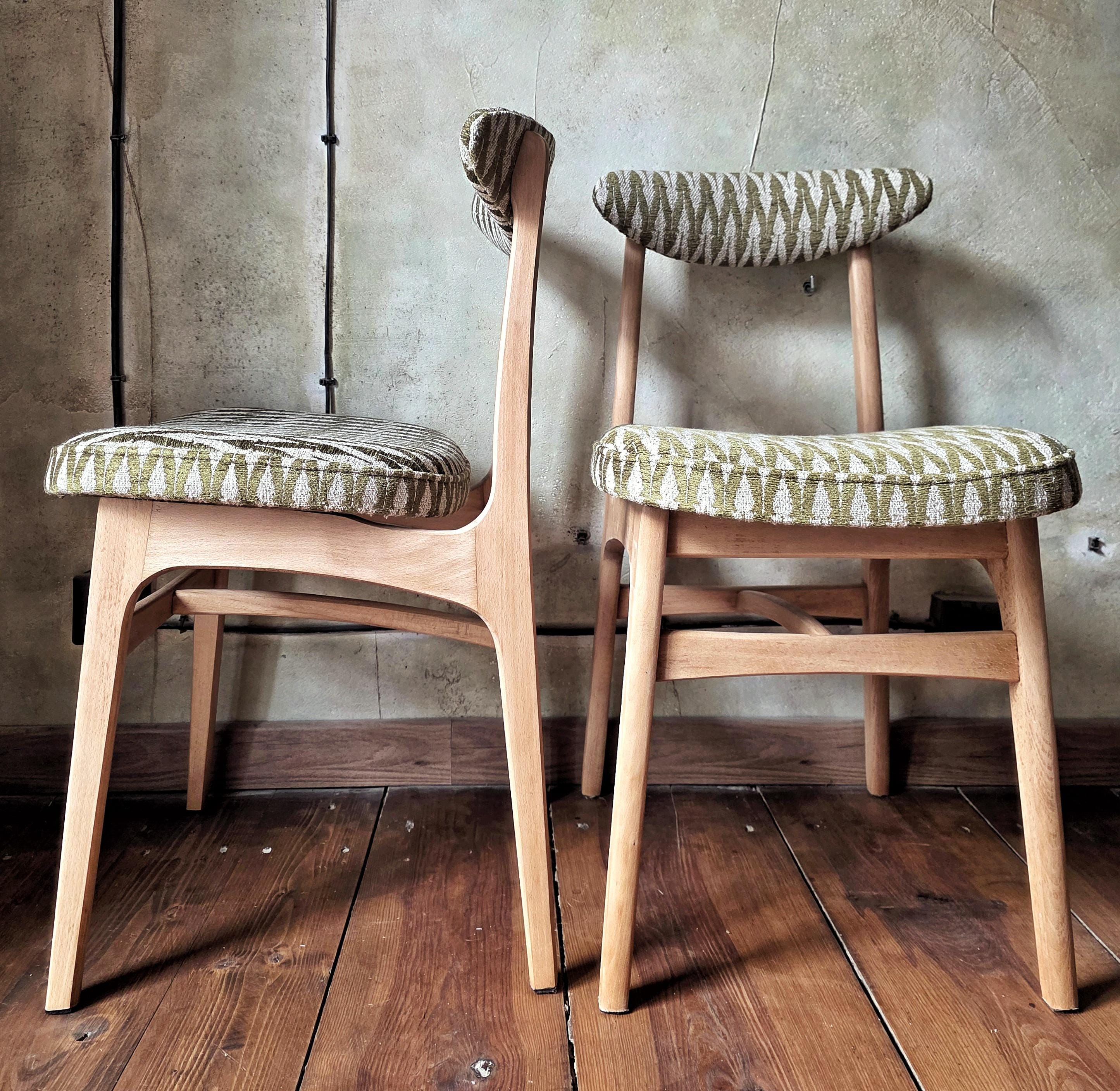 Vintage Dining Chair Type 200-190 by R. Hałas, Mid Century Modern Polish Design, Wooden Chair, 1960s 1970s