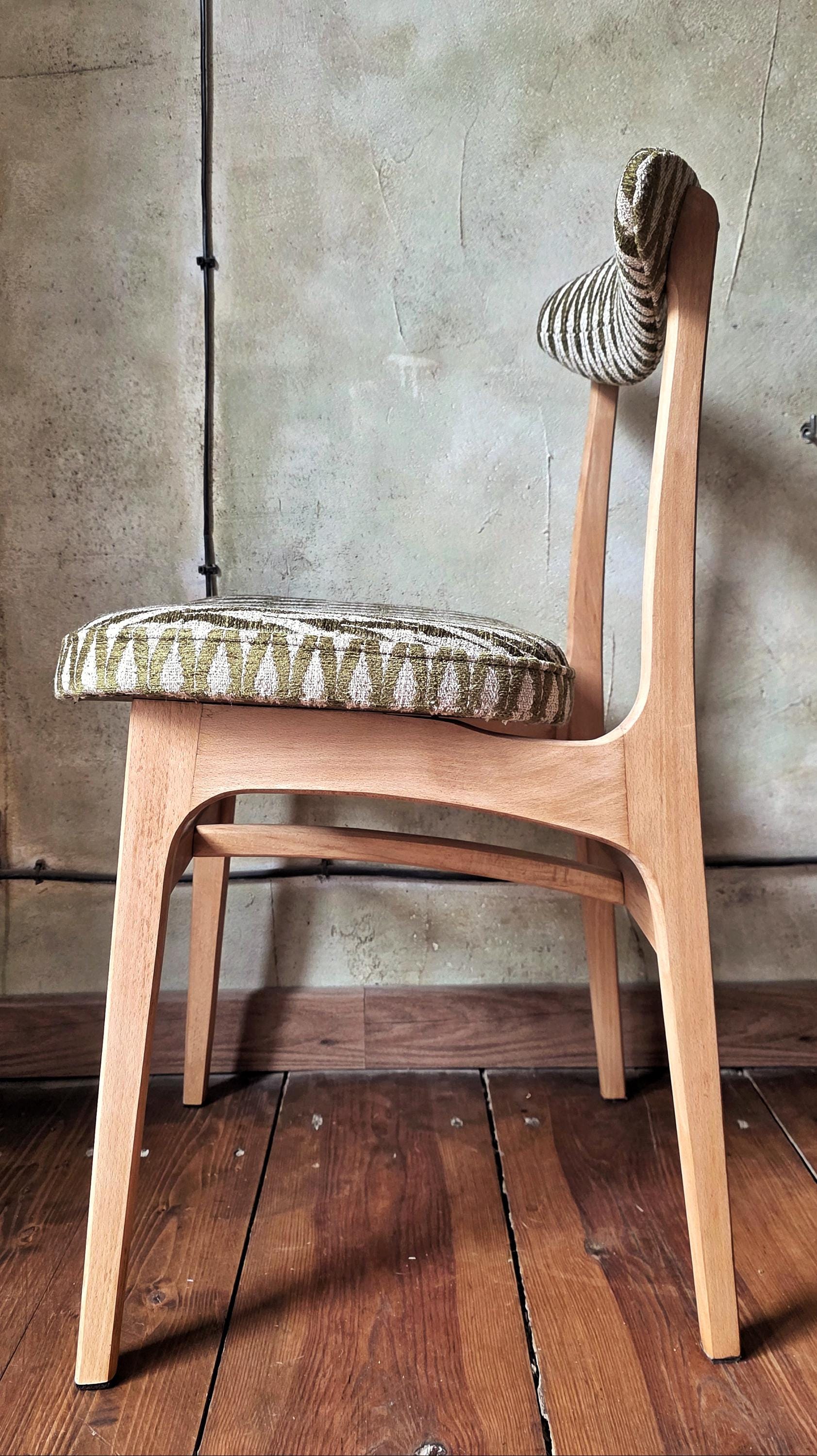Vintage Dining Chair Type 200-190 by R. Hałas, Mid Century Modern Polish Design, Wooden Chair, 1960s 1970s