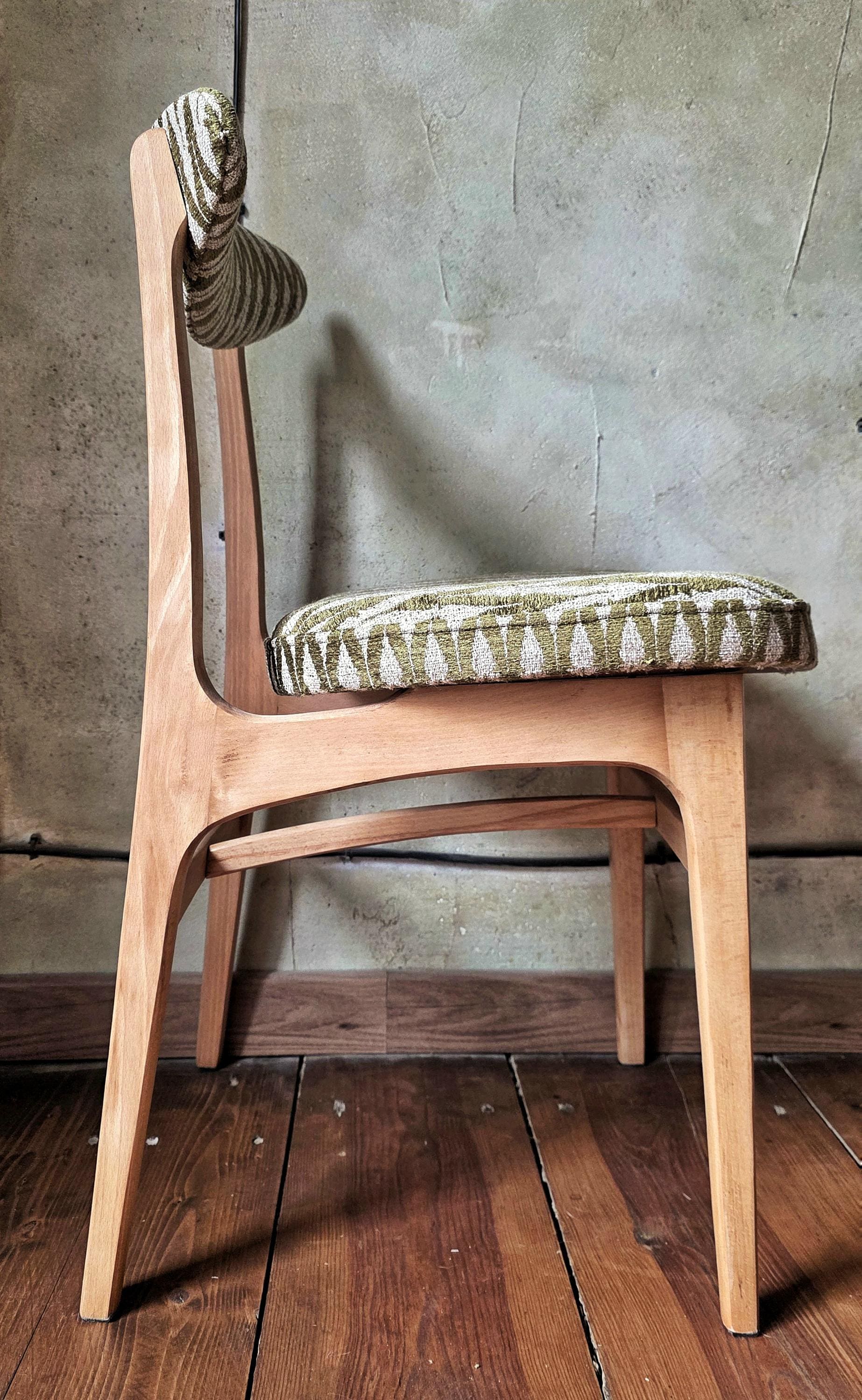 Vintage Dining Chair Type 200-190 by R. Hałas, Mid Century Modern Polish Design, Wooden Chair, 1960s 1970s