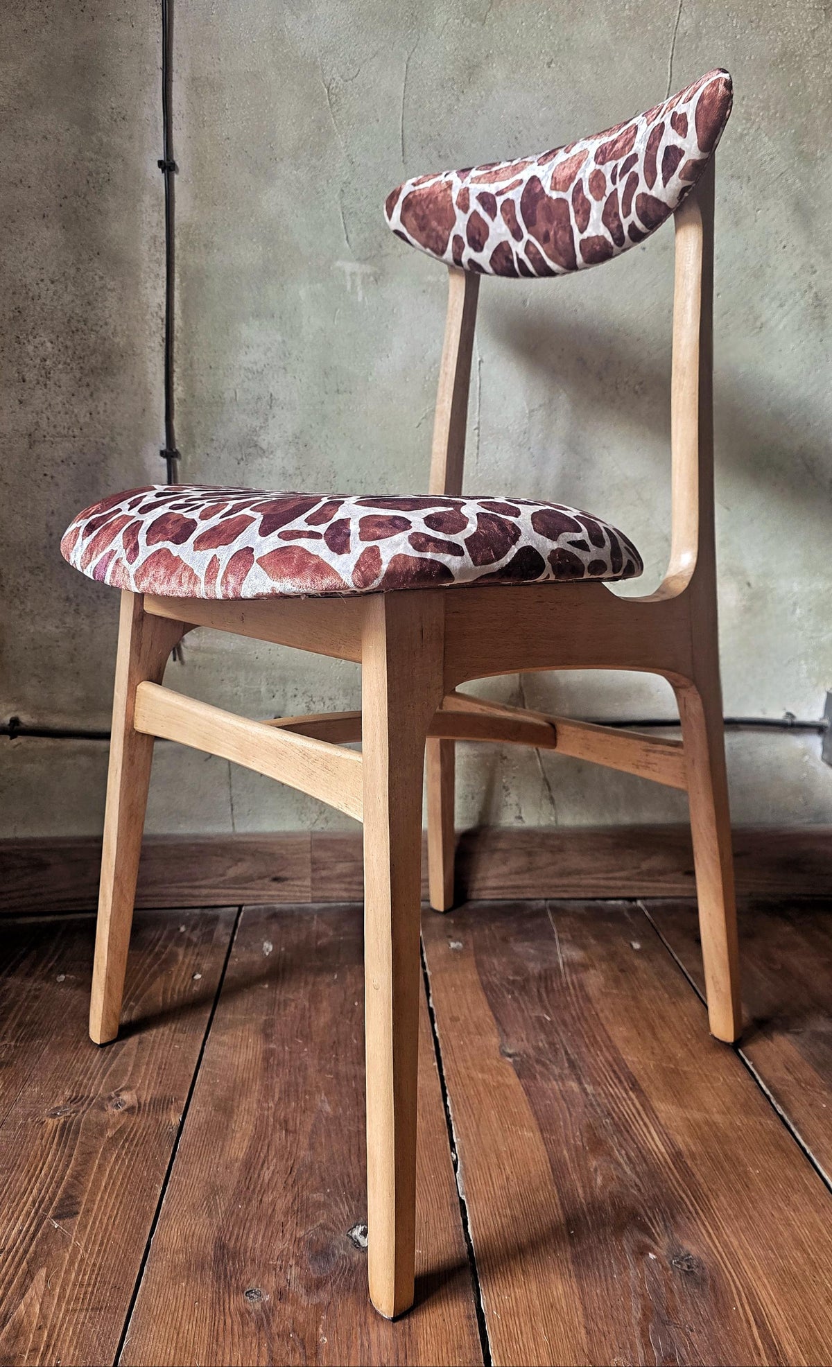 Vintage Dining Chair Type 200-190 by R. Hałas, Mid Century Modern Polish Design, Wooden Chair, 1960s 1970s