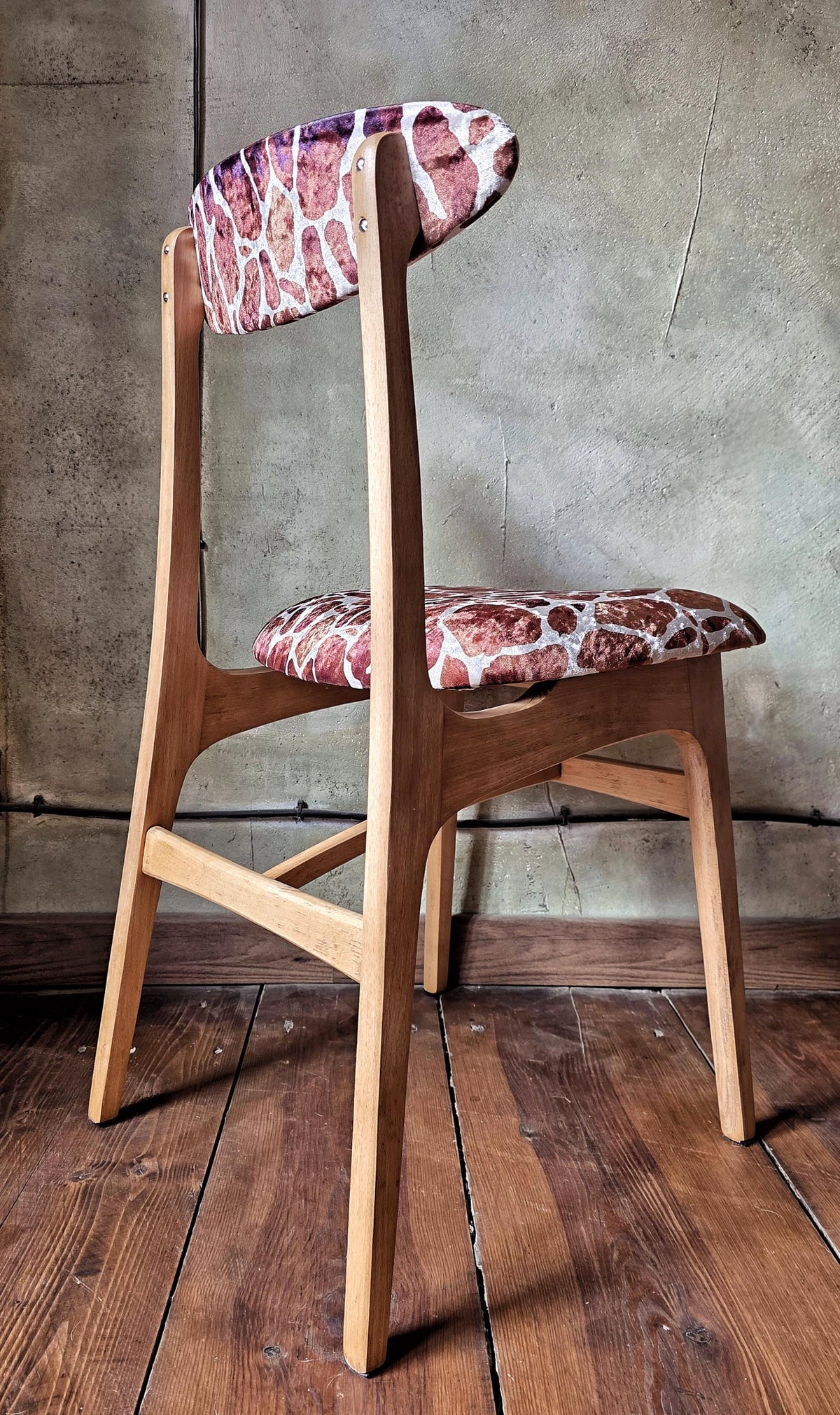 Vintage Dining Chair Type 200-190 by R. Hałas, Mid Century Modern Polish Design, Wooden Chair, 1960s 1970s