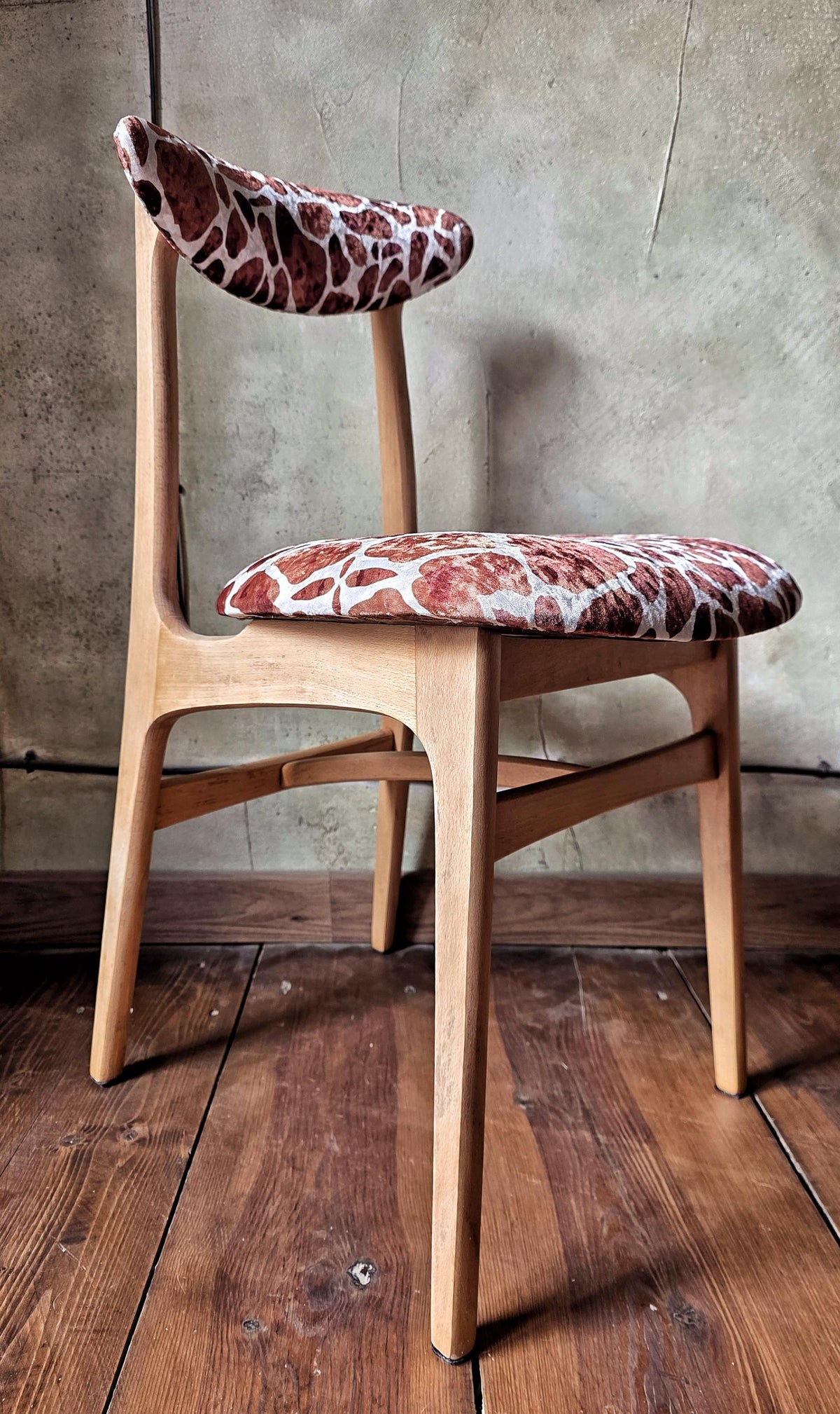 Vintage Dining Chair Type 200-190 by R. Hałas, Mid Century Modern Polish Design, Wooden Chair, 1960s 1970s