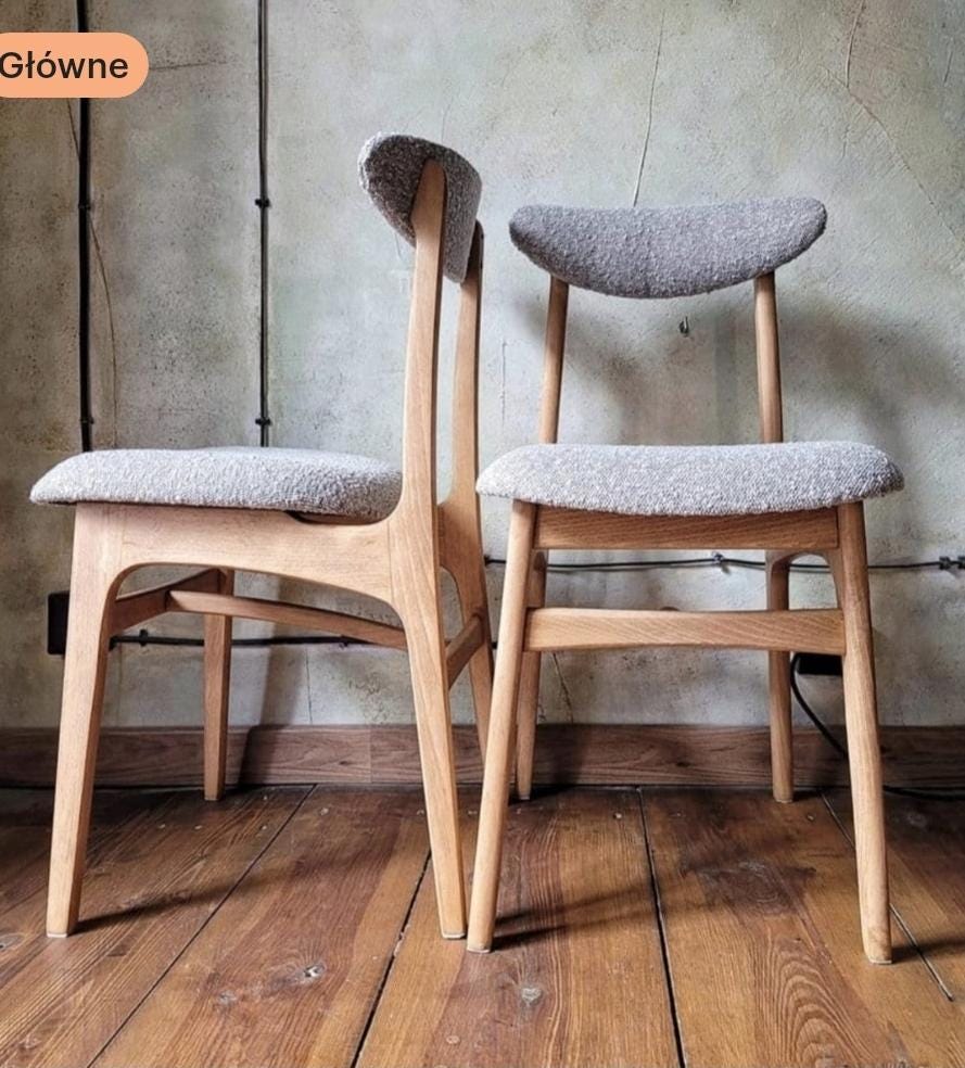 Mid Century Modern Wooden Dining Chair Type 200-190 by R. Hałas – Vintage 1960s 1970s Polish Design
