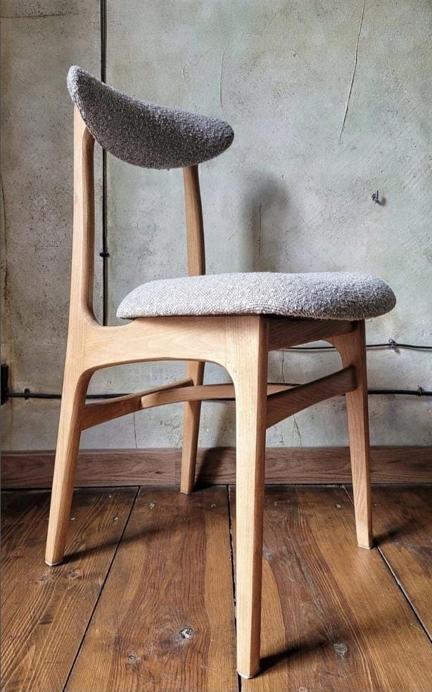 Mid Century Modern Wooden Dining Chair Type 200-190 by R. Hałas – Vintage 1960s 1970s Polish Design
