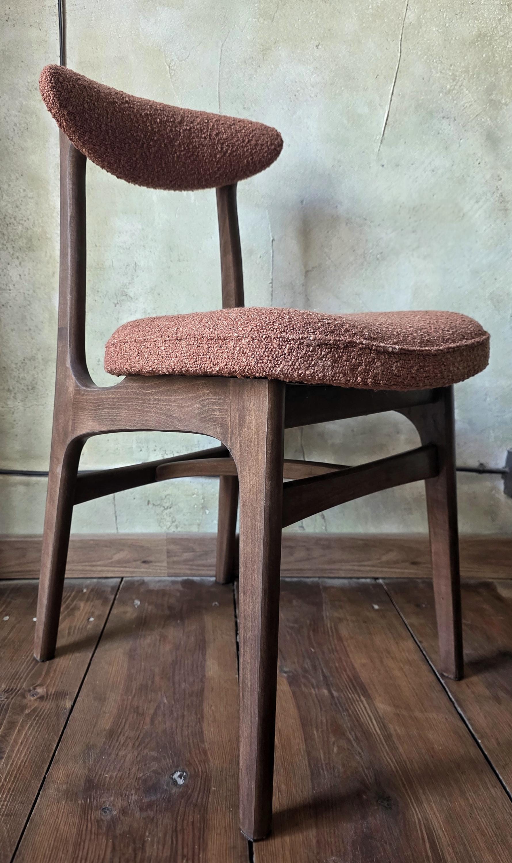 Vintage Dining Chair Type 200-190 by R. Hałas, Mid Century Modern Polish Design, Wooden Chair, 1960s 1970s