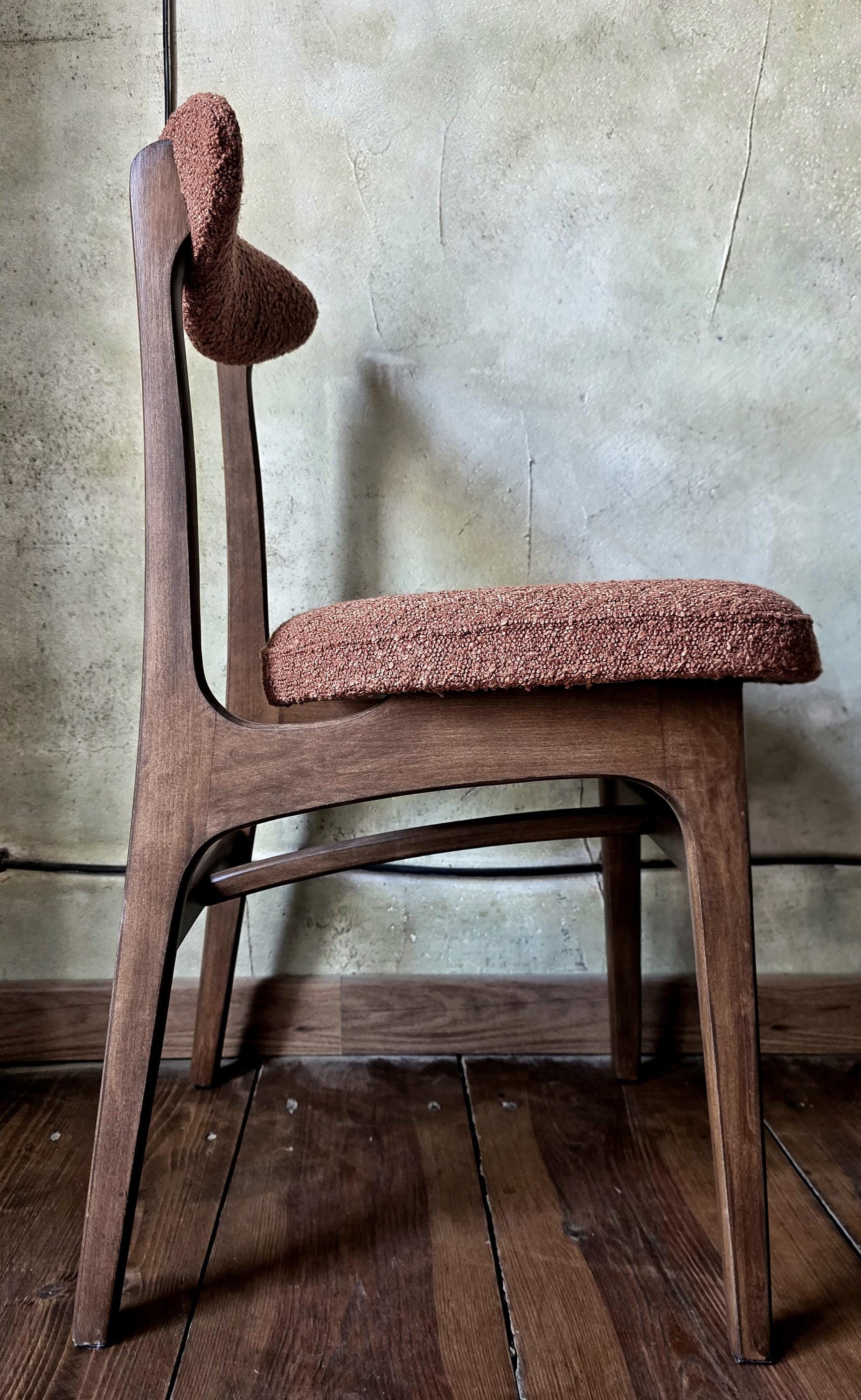 Vintage Dining Chair Type 200-190 by R. Hałas, Mid Century Modern Polish Design, Wooden Chair, 1960s 1970s
