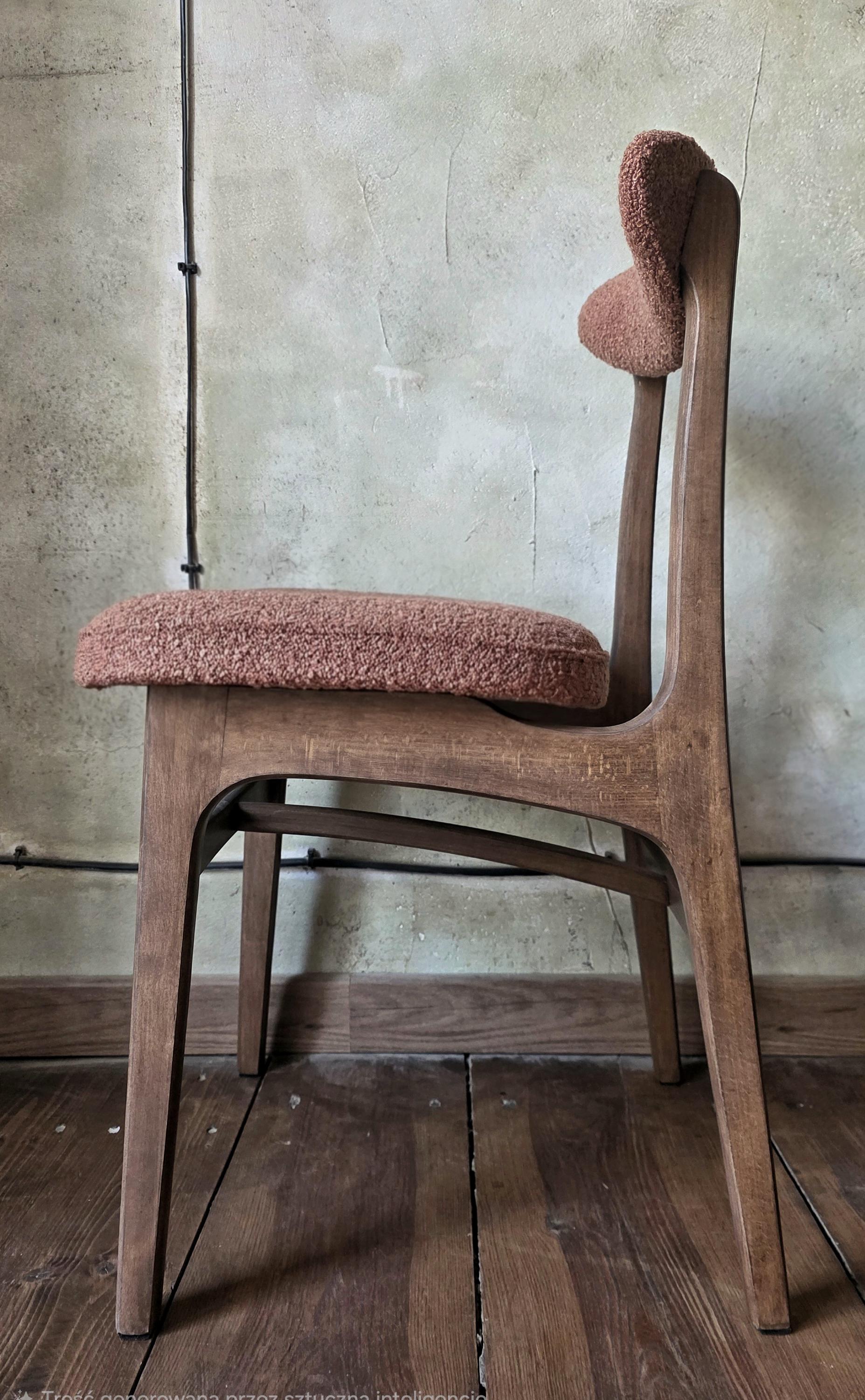 Vintage Dining Chair Type 200-190 by R. Hałas, Mid Century Modern Polish Design, Wooden Chair, 1960s 1970s