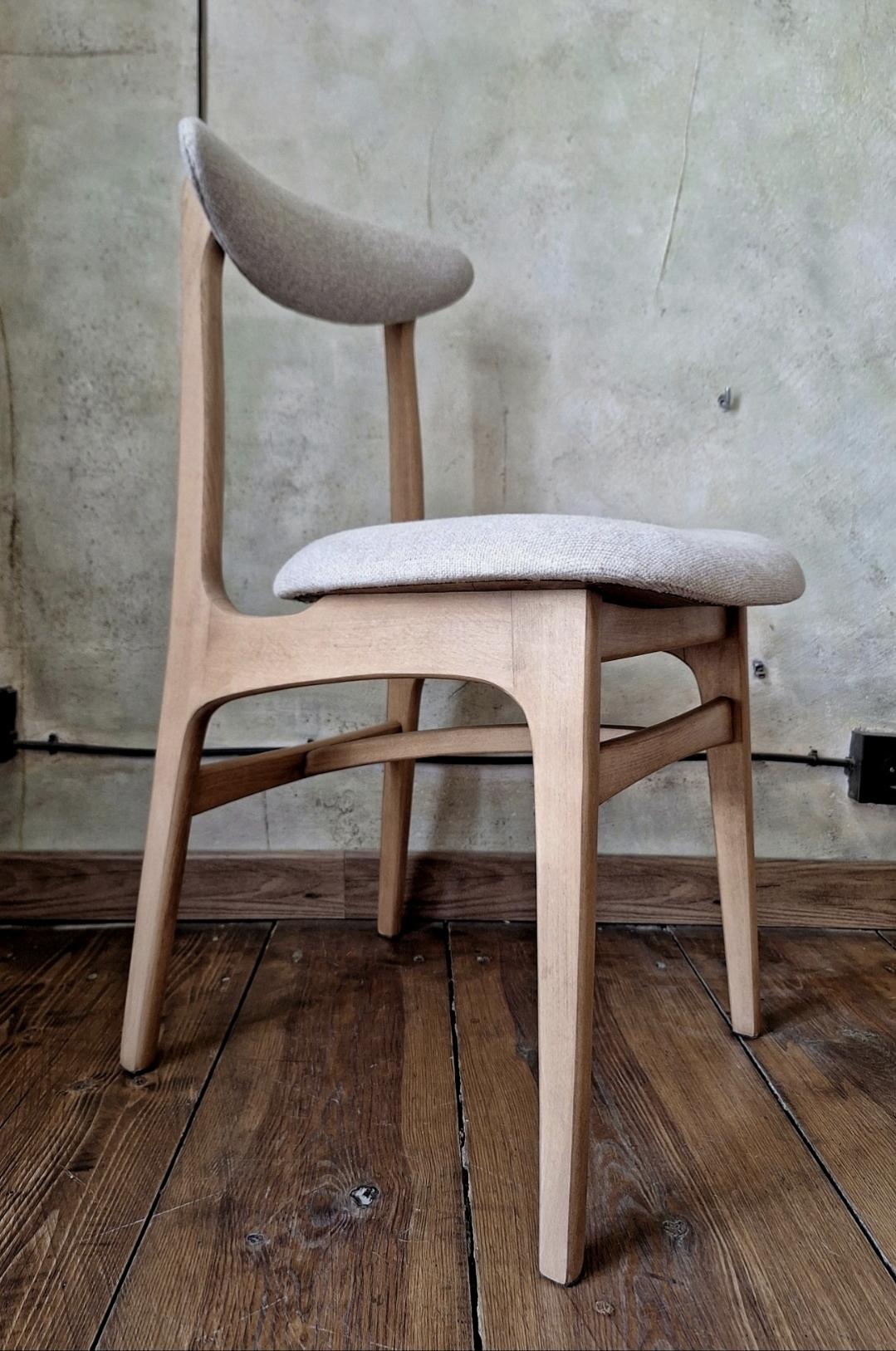 Vintage Dining Chair Type 200-190 by R. Hałas, Mid Century Modern Polish Design, Wooden Chair, 1960s 1970s