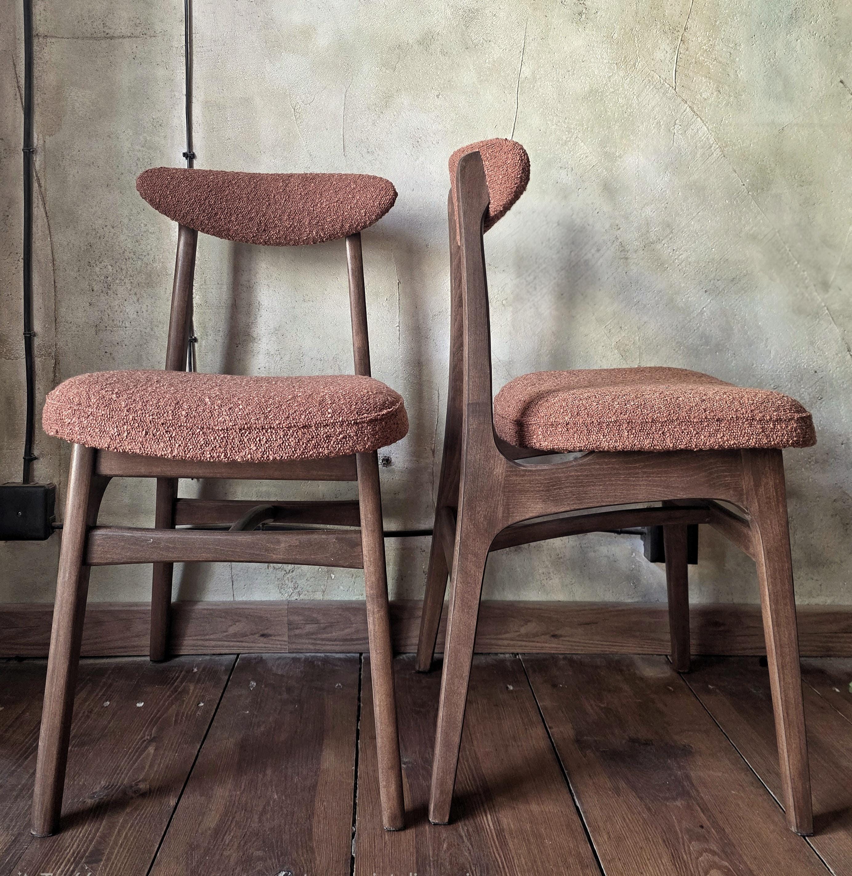 Vintage Dining Chair Type 200-190 by R. Hałas, Mid Century Modern Polish Design, Wooden Chair, 1960s 1970s