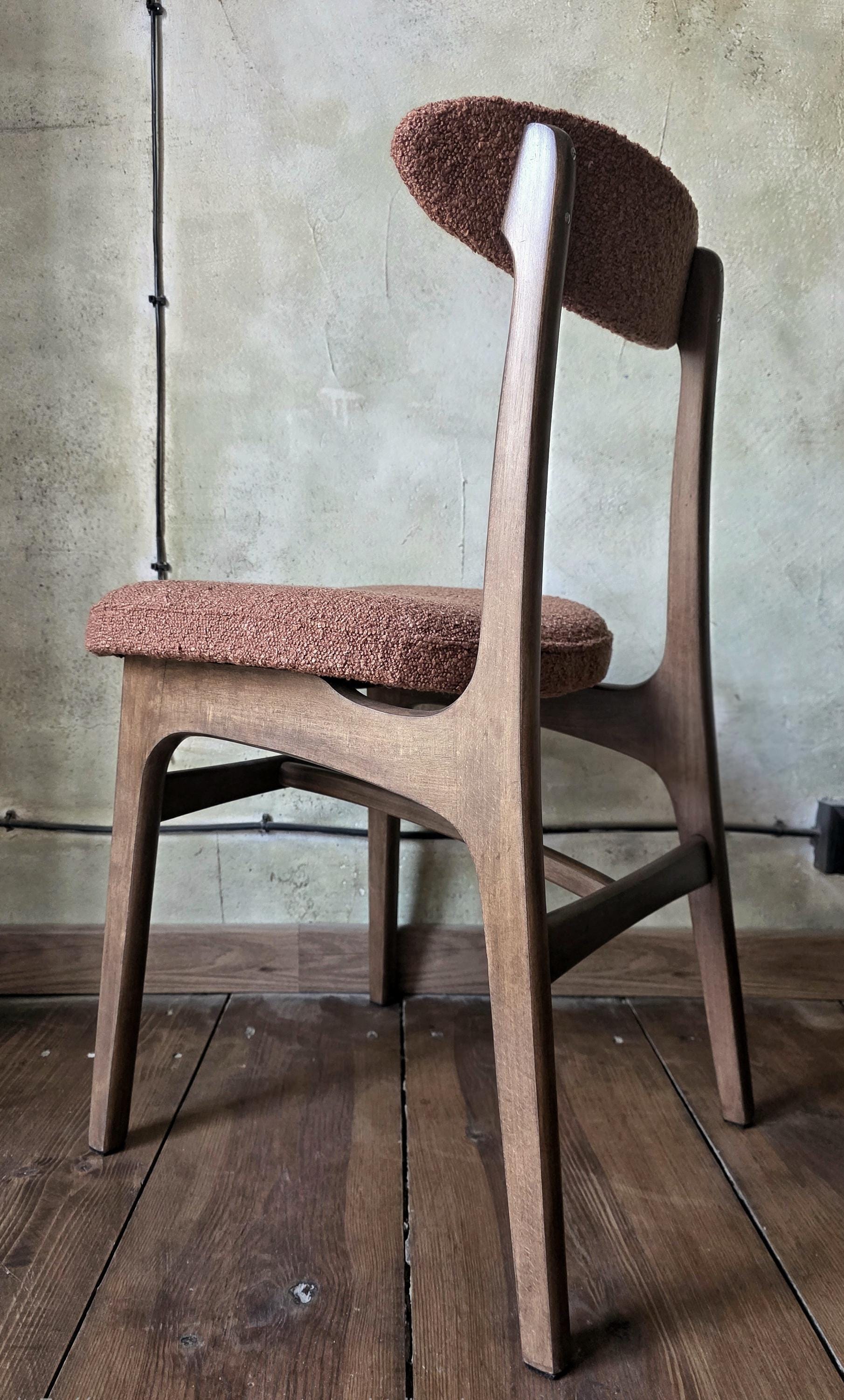 Vintage Dining Chair Type 200-190 by R. Hałas, Mid Century Modern Polish Design, Wooden Chair, 1960s 1970s