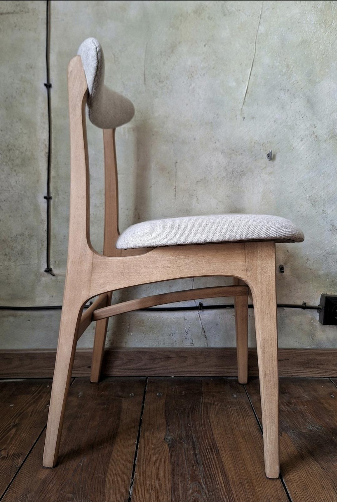 Vintage Dining Chair Type 200-190 by R. Hałas, Mid Century Modern Polish Design, Wooden Chair, 1960s 1970s