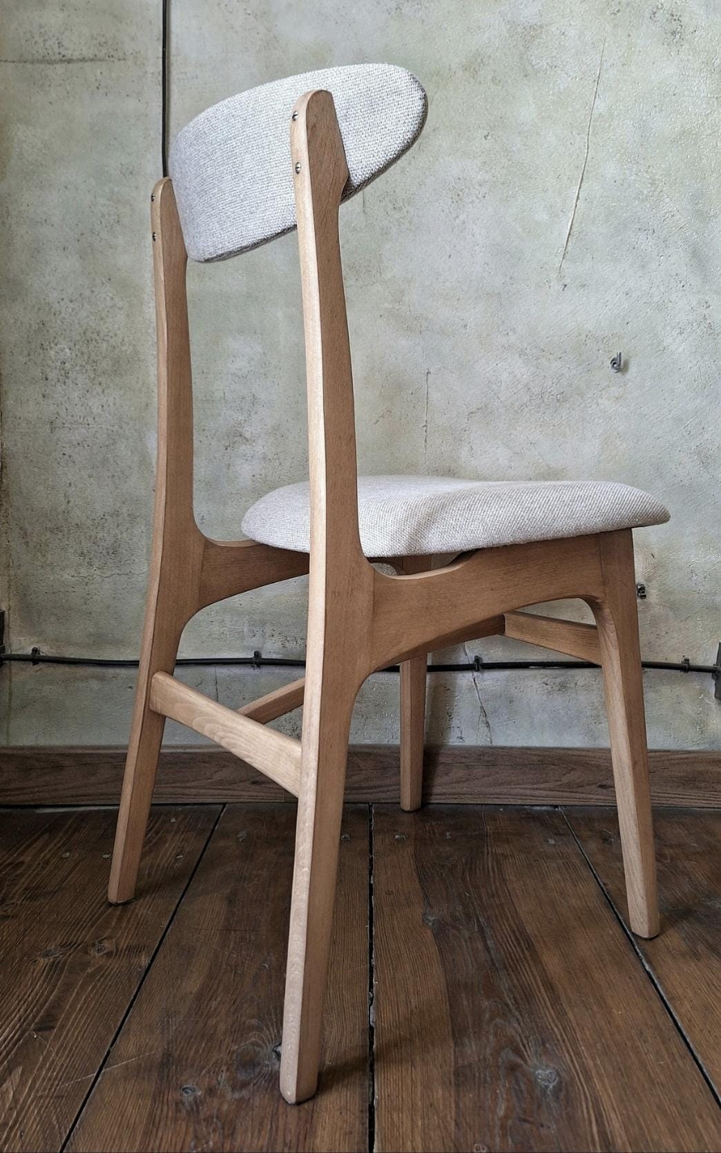 Vintage Dining Chair Type 200-190 by R. Hałas, Mid Century Modern Polish Design, Wooden Chair, 1960s 1970s