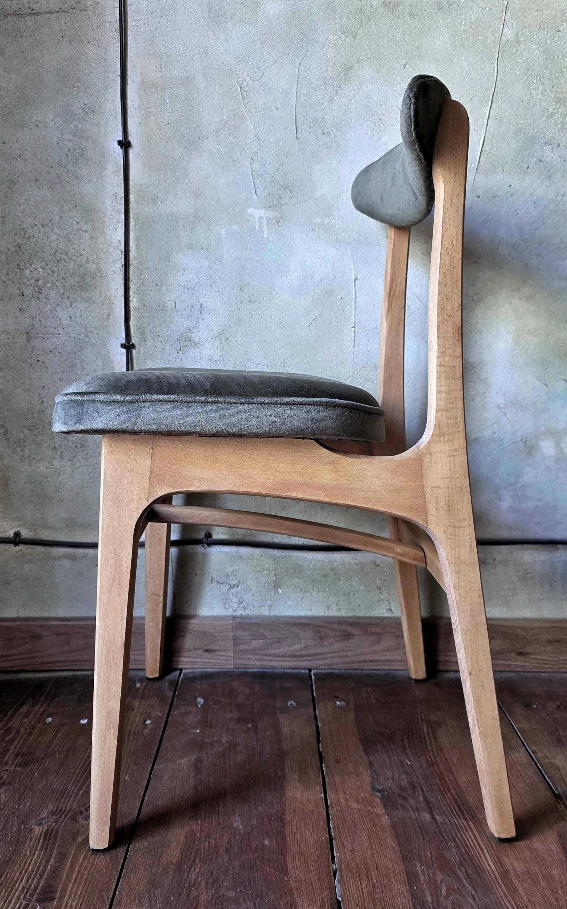 Vintage Dining Chair Type 200-190 by R. Hałas, Mid Century Modern Polish Design, Wooden Chair, 1960s 1970s