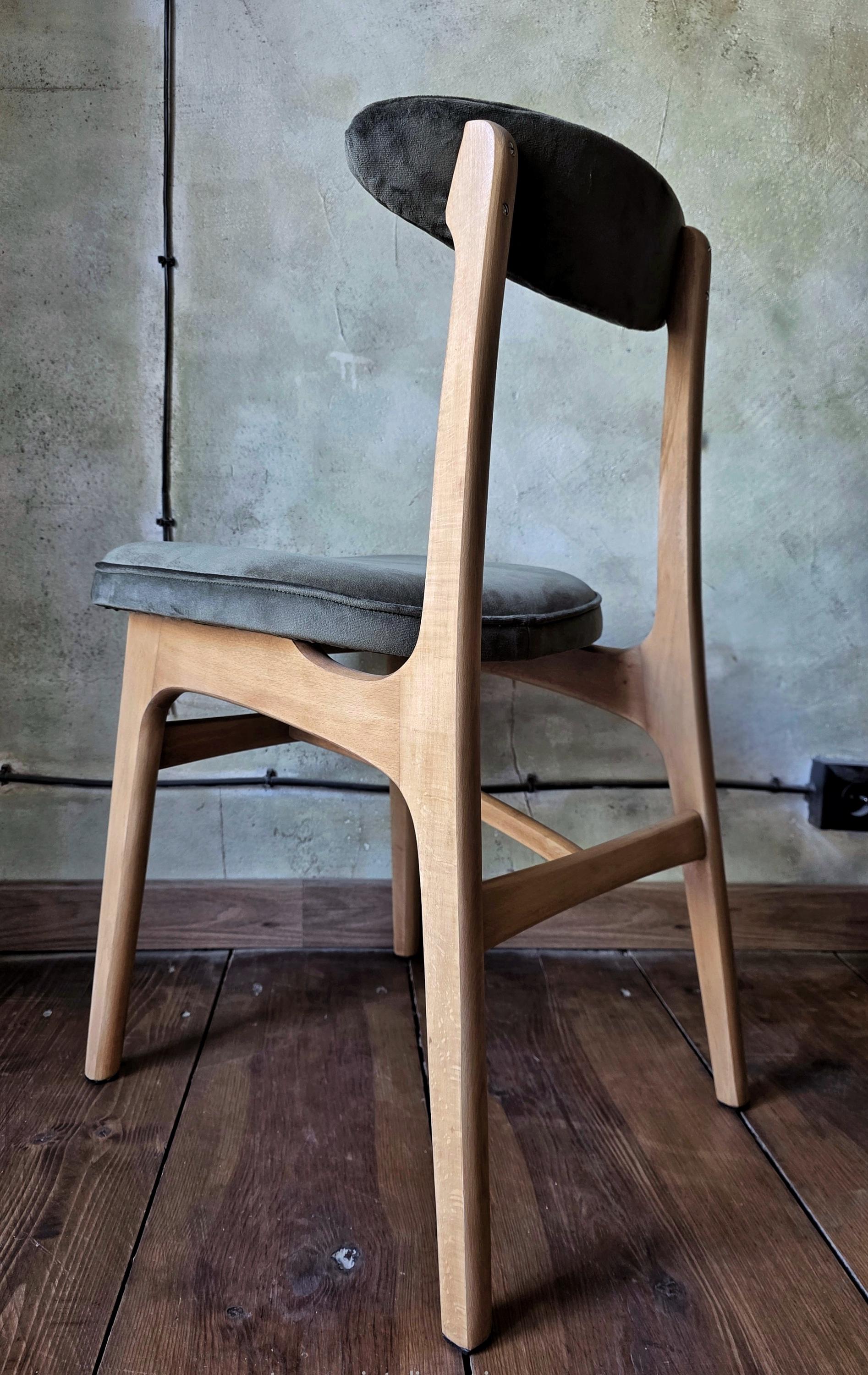 Vintage Dining Chair Type 200-190 by R. Hałas, Mid Century Modern Polish Design, Wooden Chair, 1960s 1970s
