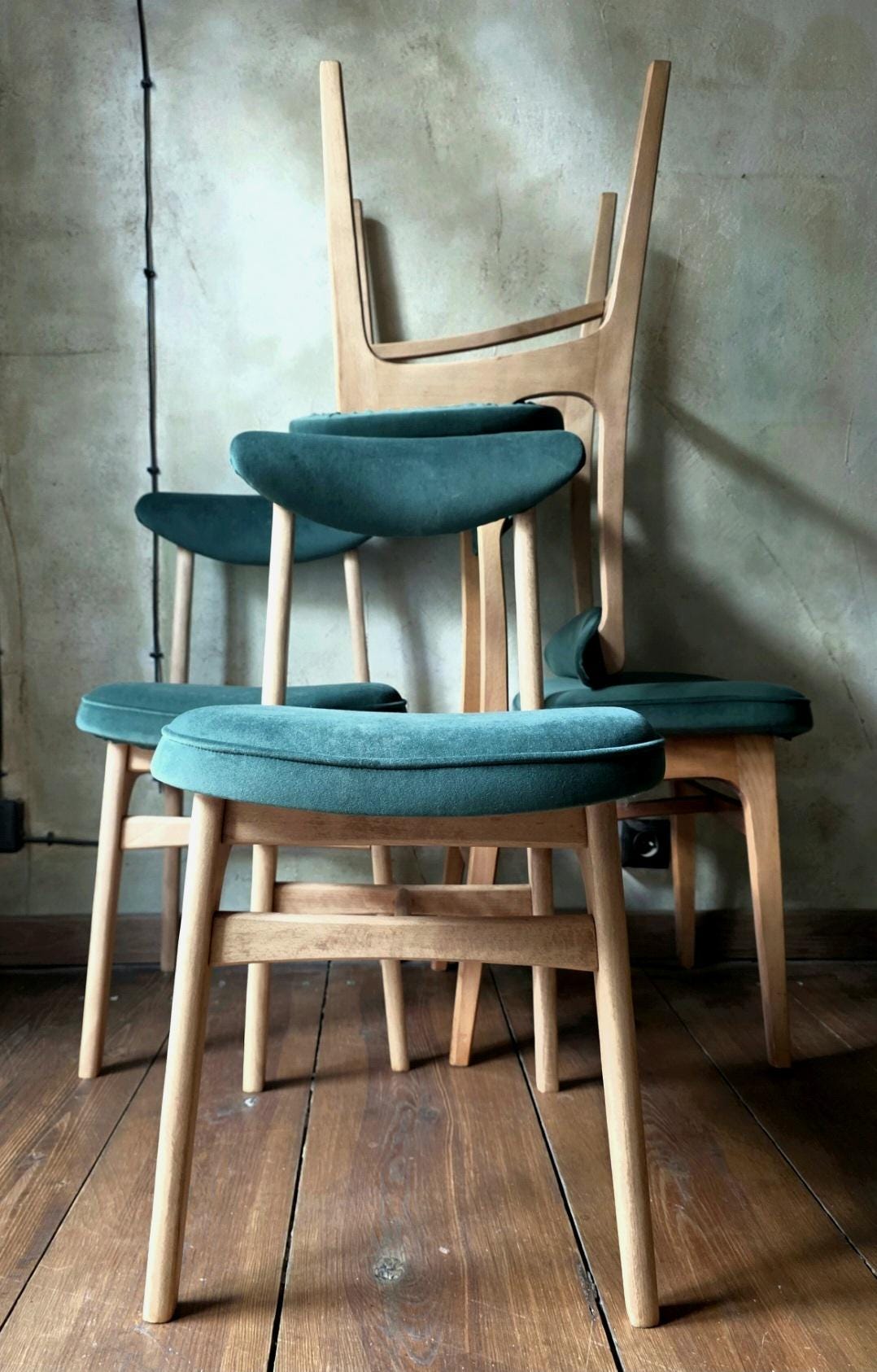 Mid Century Polish Dining Chair Type 200-190 by R. Hałas 1960s 1970s