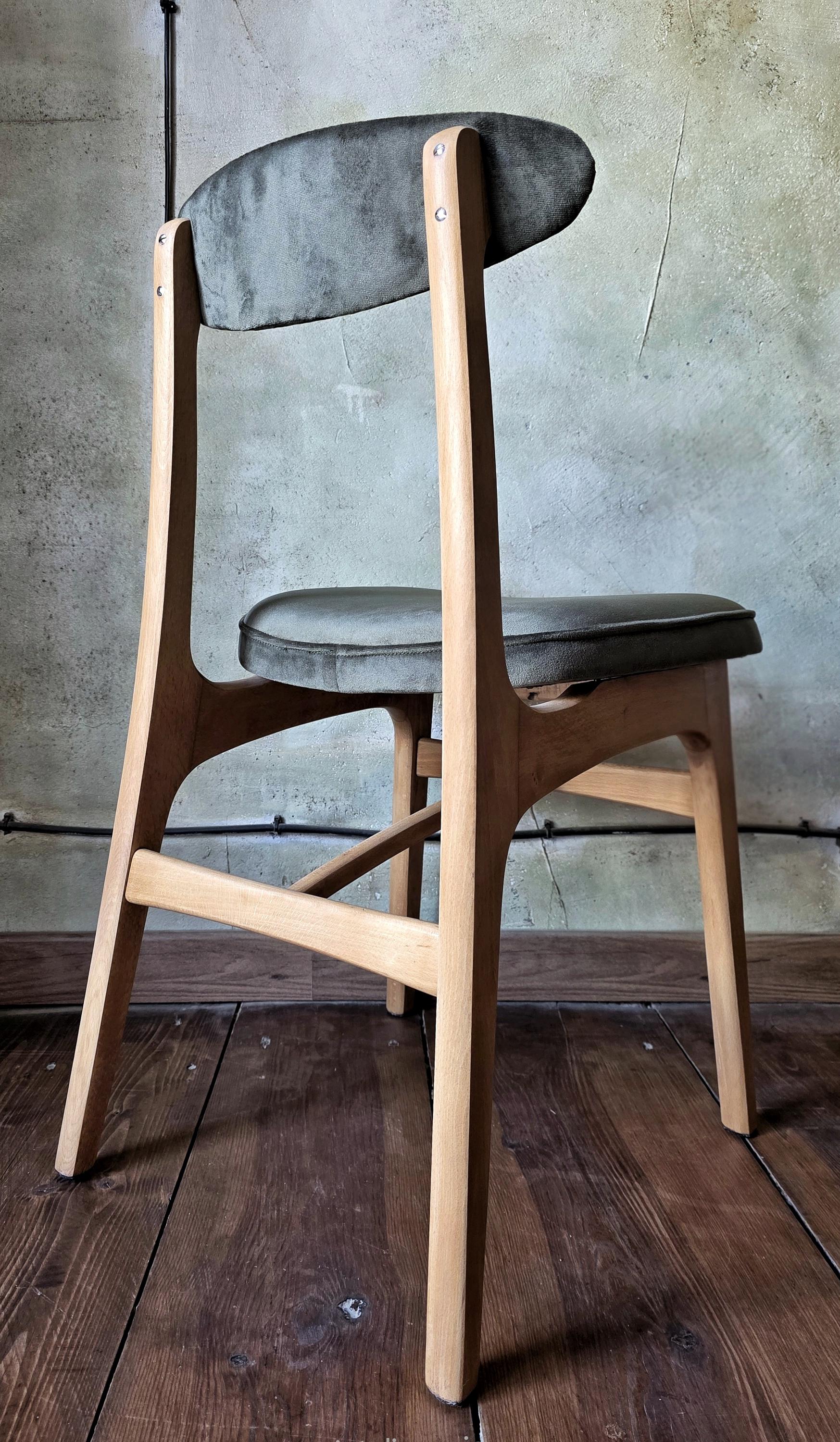 Vintage Dining Chair Type 200-190 by R. Hałas, Mid Century Modern Polish Design, Wooden Chair, 1960s 1970s