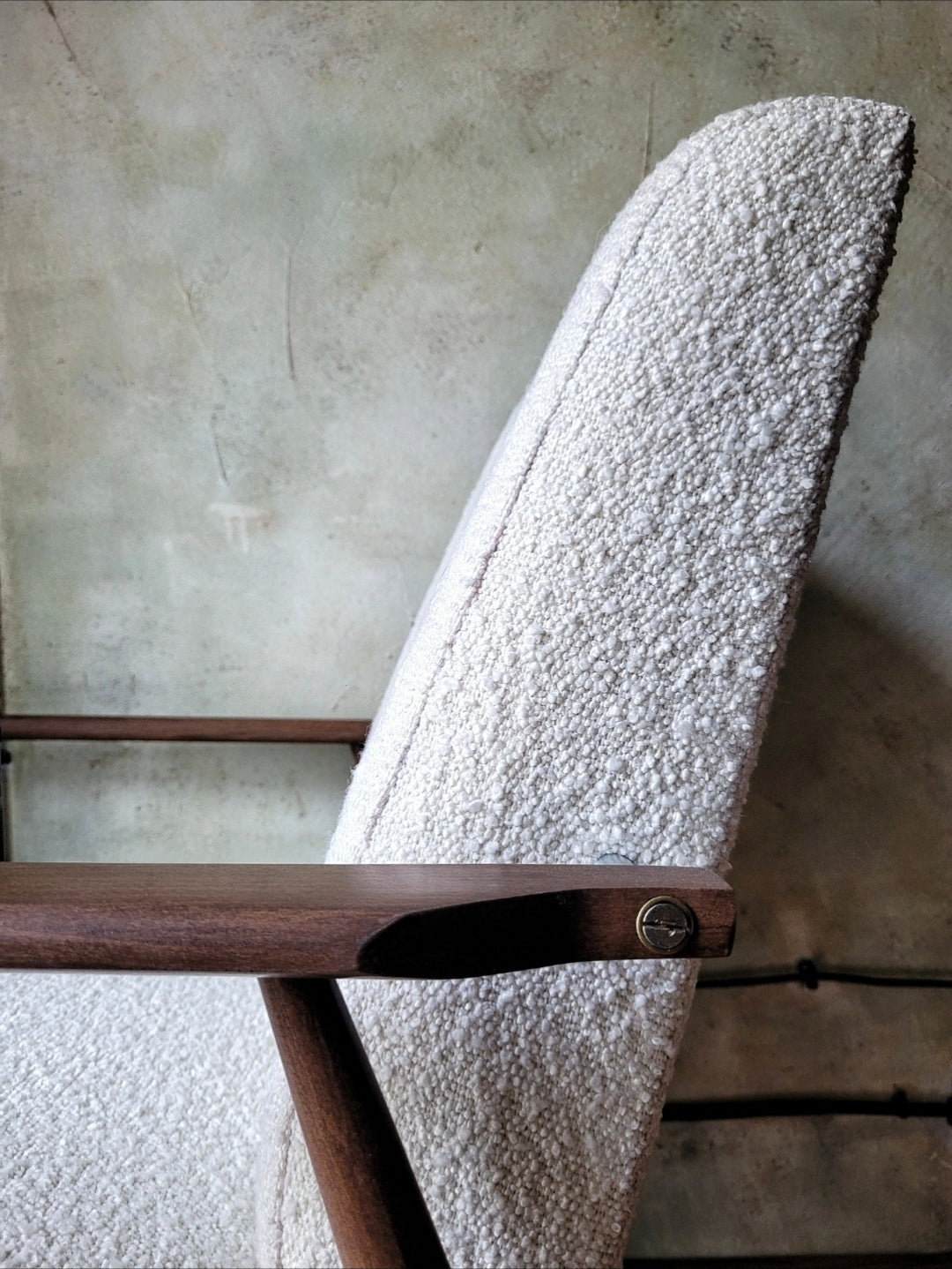 Fotel Lisek 300-190 PRL Design Vintage polish armchair with footrest mid century